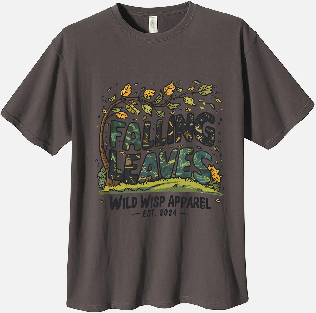 'Falling Leaves' Organic Unisex Crewneck T-shirt T-Shirts