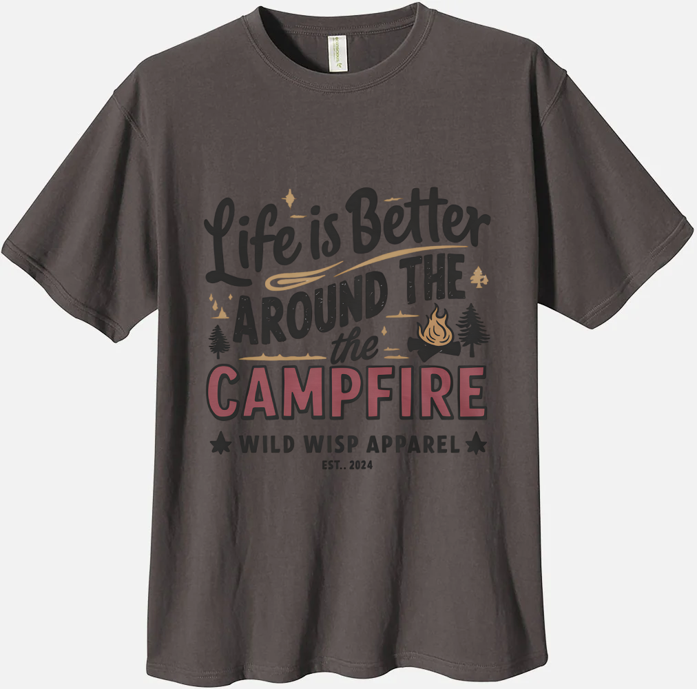 'Life is Better Around the Campfire' Organic Unisex Crewneck T-shirt T-Shirts