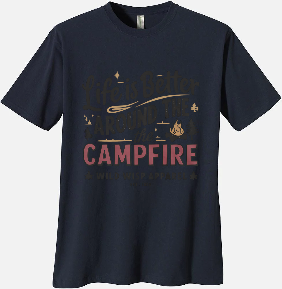 'Life is Better Around the Campfire' Organic Unisex Crewneck T-shirt T-Shirts