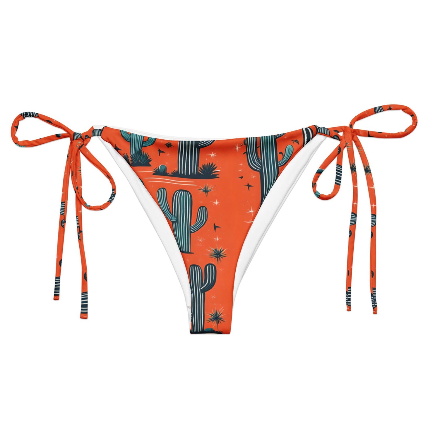 'Orange Cacti' Recycled string bikini bottom Swimwear