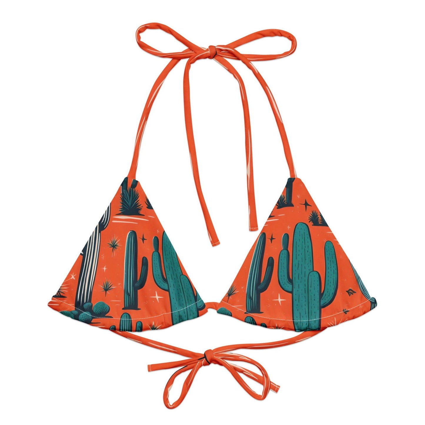 'Orange Cacti' Recycled string bikini top Swimwear
