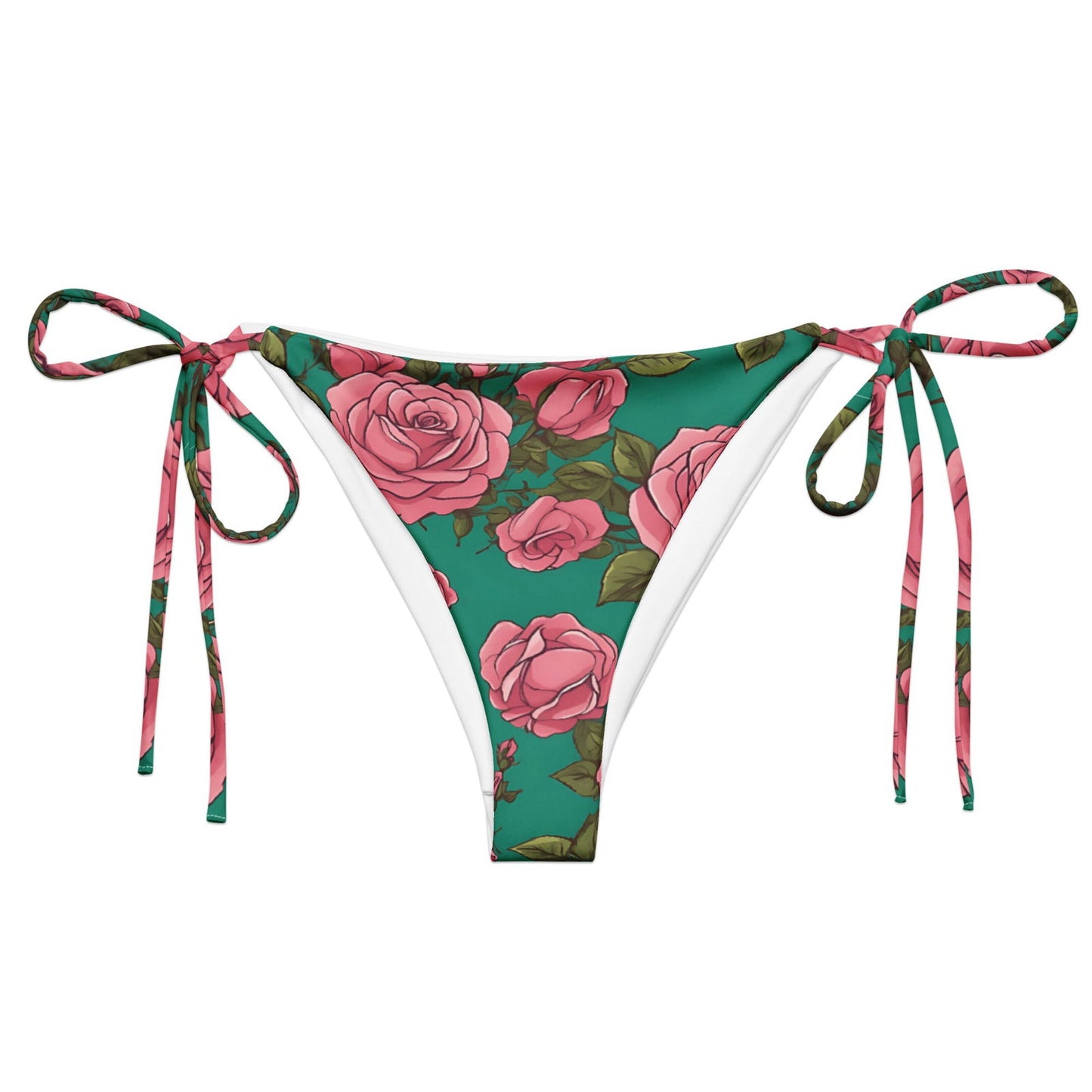 'Pink Peonies' Recycled string bikini bottom Swimwear