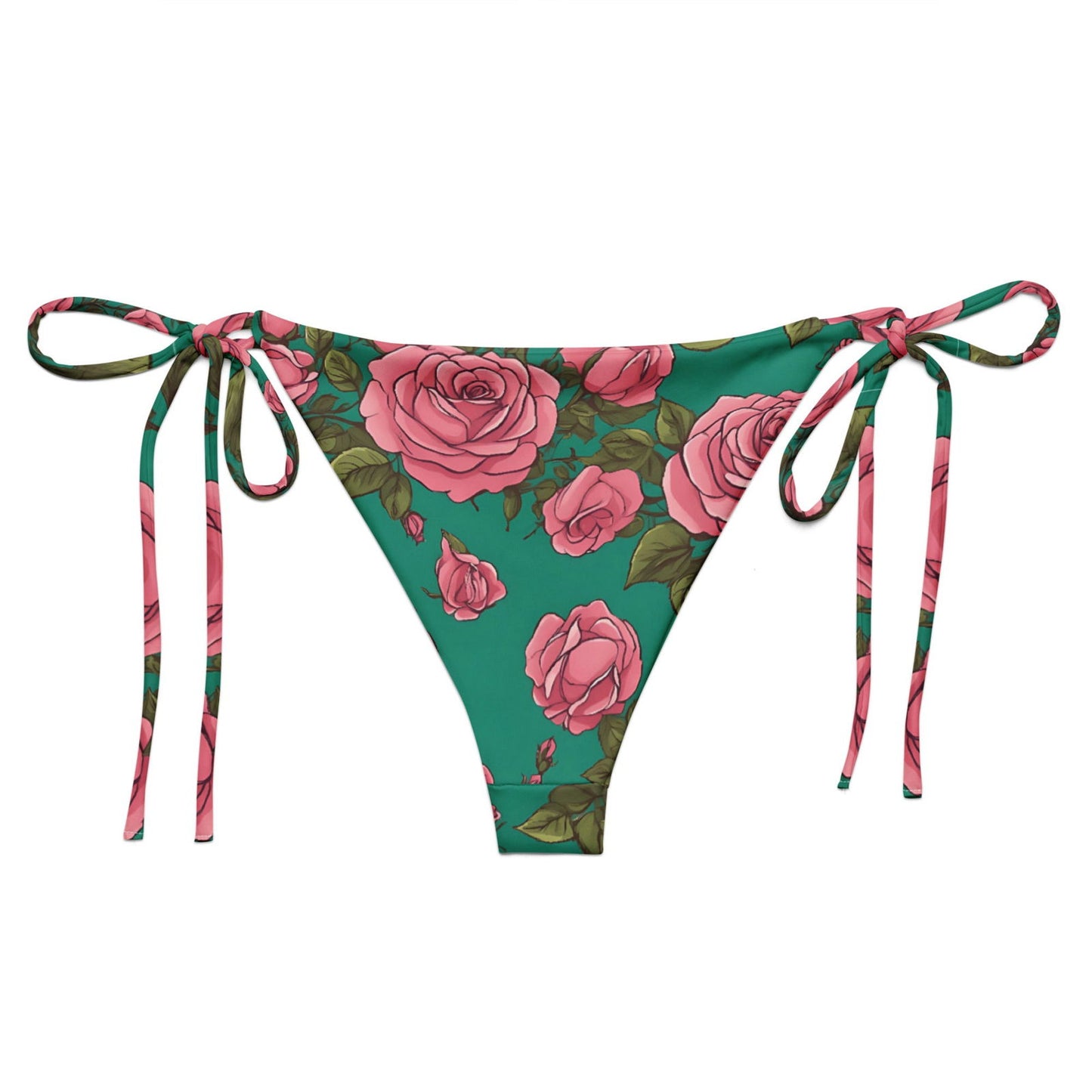 'Pink Peonies' Recycled string bikini bottom Swimwear