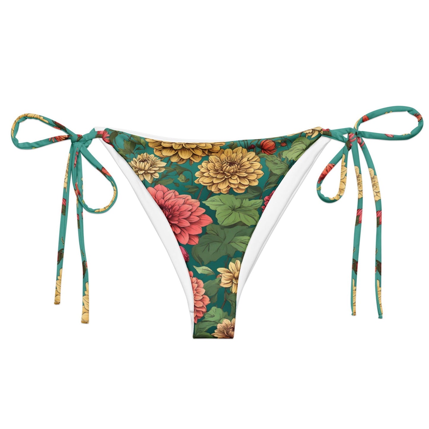 'Pink Roses' Recycled string bikini bottom Swimwear