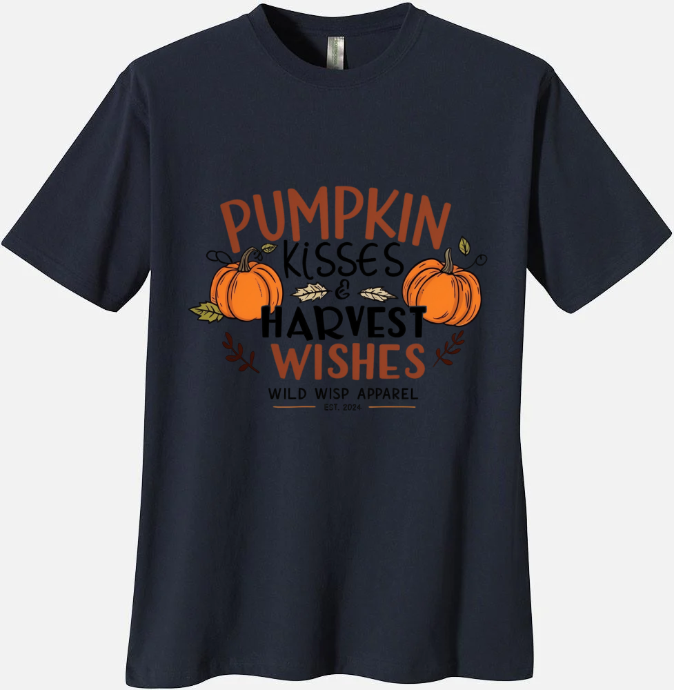 'Pumpkin Kisses & Harvest Wishes' Organic Unisex Crewneck T-shirt T-Shirts