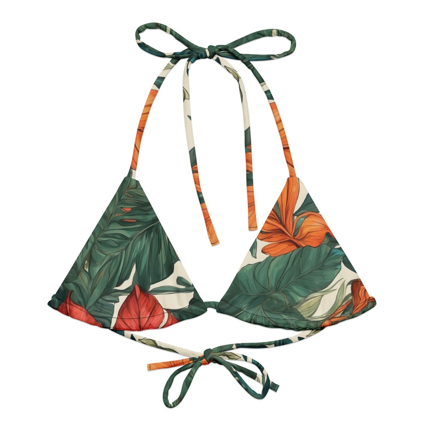 'Tropical Flora' Recycled string bikini top Swimwear