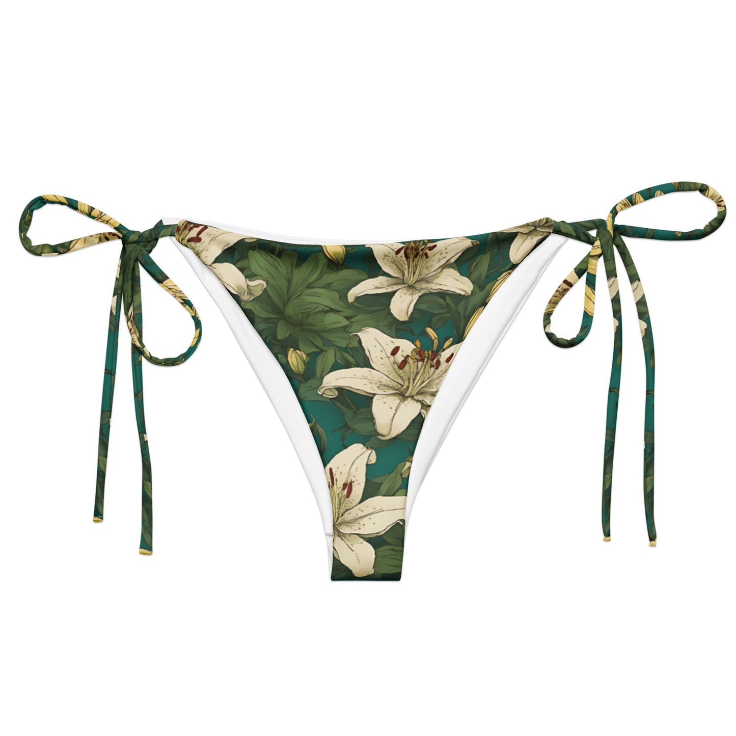 'White Lilies' Recycled string bikini bottom Swimwear