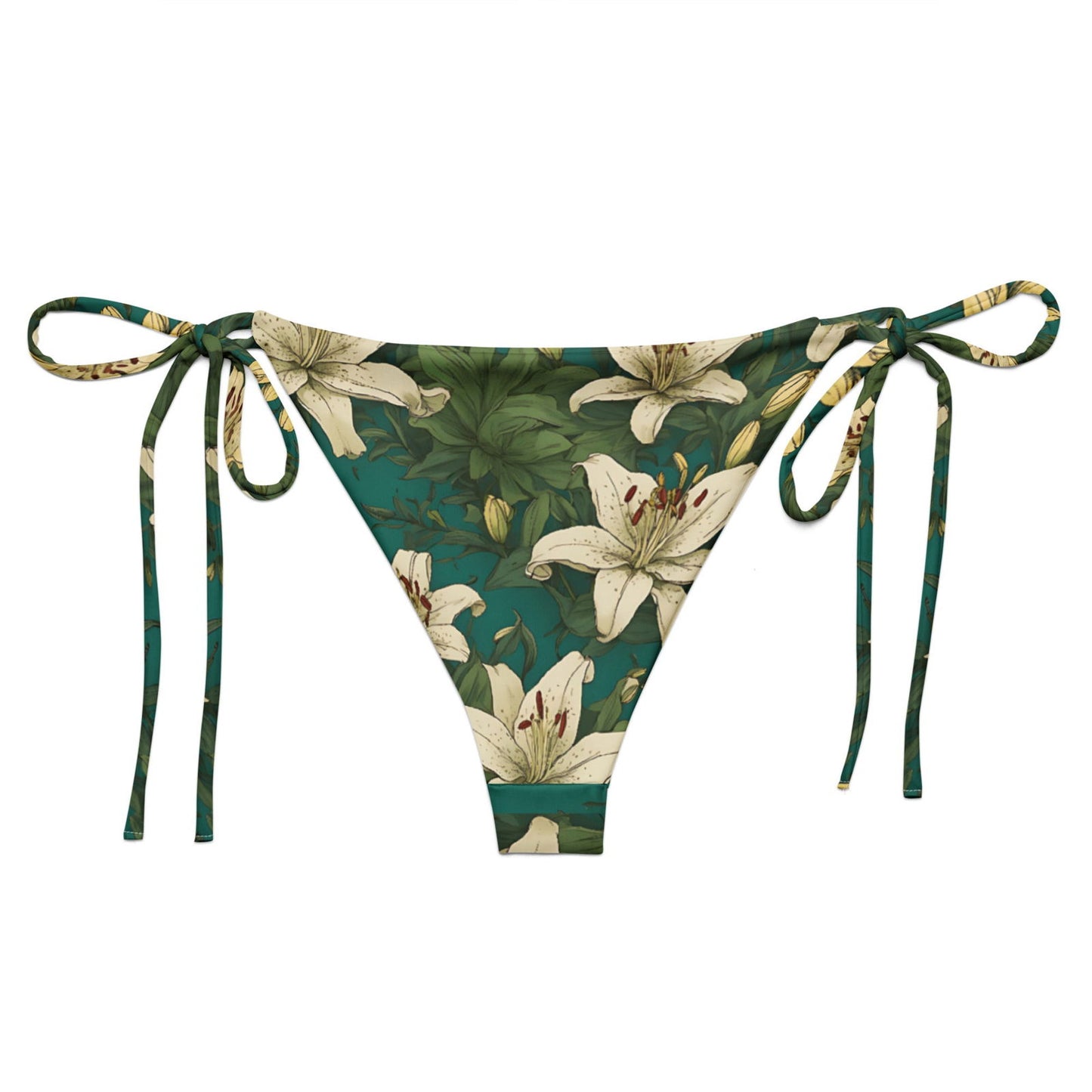 'White Lilies' Recycled string bikini bottom Swimwear