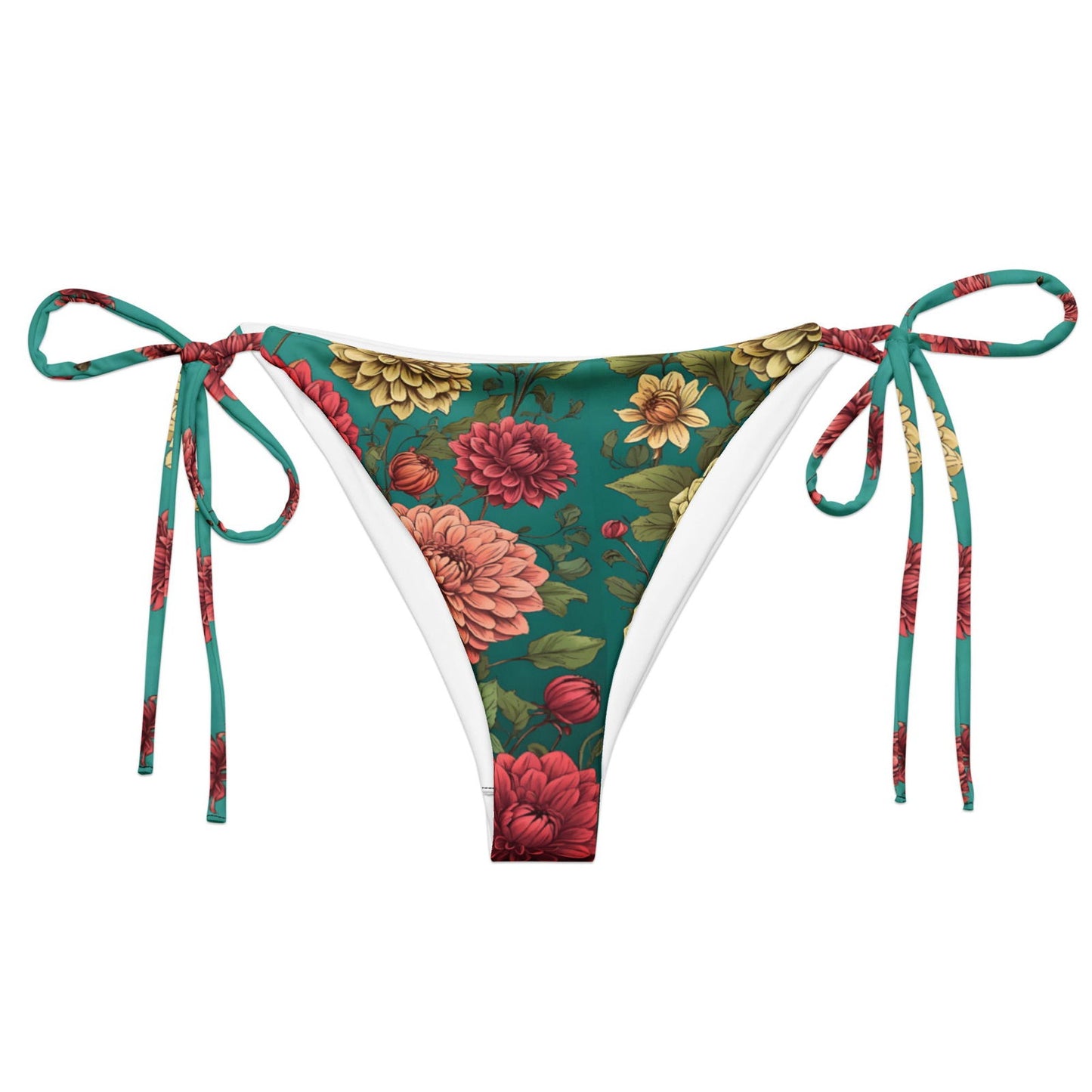 'Dahlia Flowers' Recycled string bikini bottom Swimwear