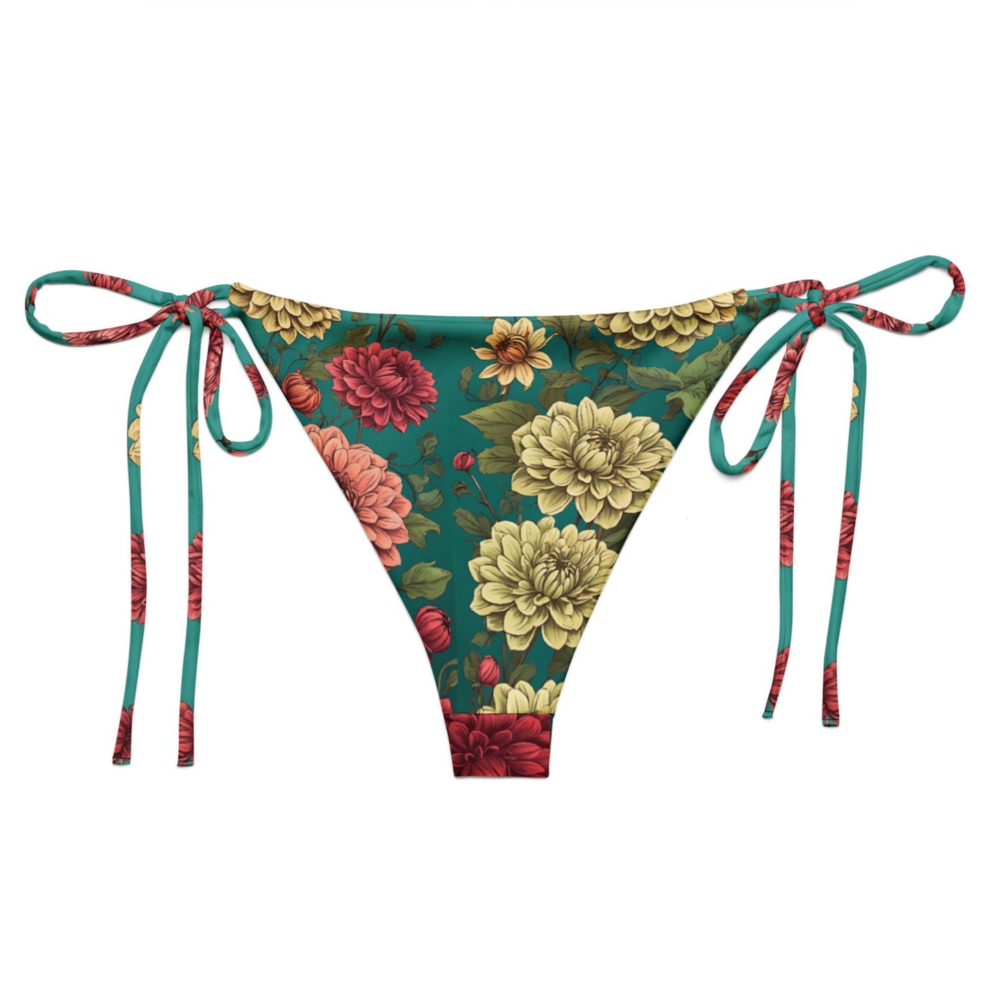 'Dahlia Flowers' Recycled string bikini bottom Swimwear