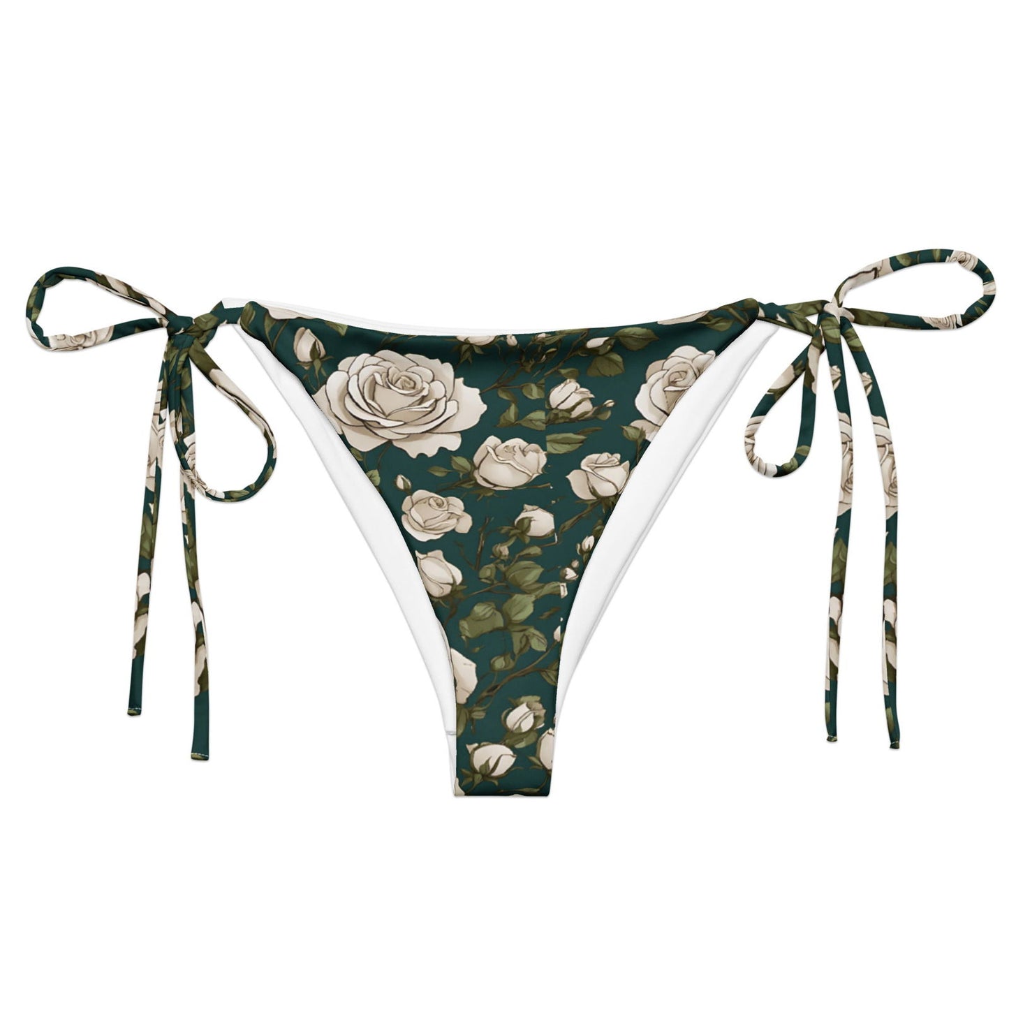 'White Roses' Recycled string bikini bottom Swimwear