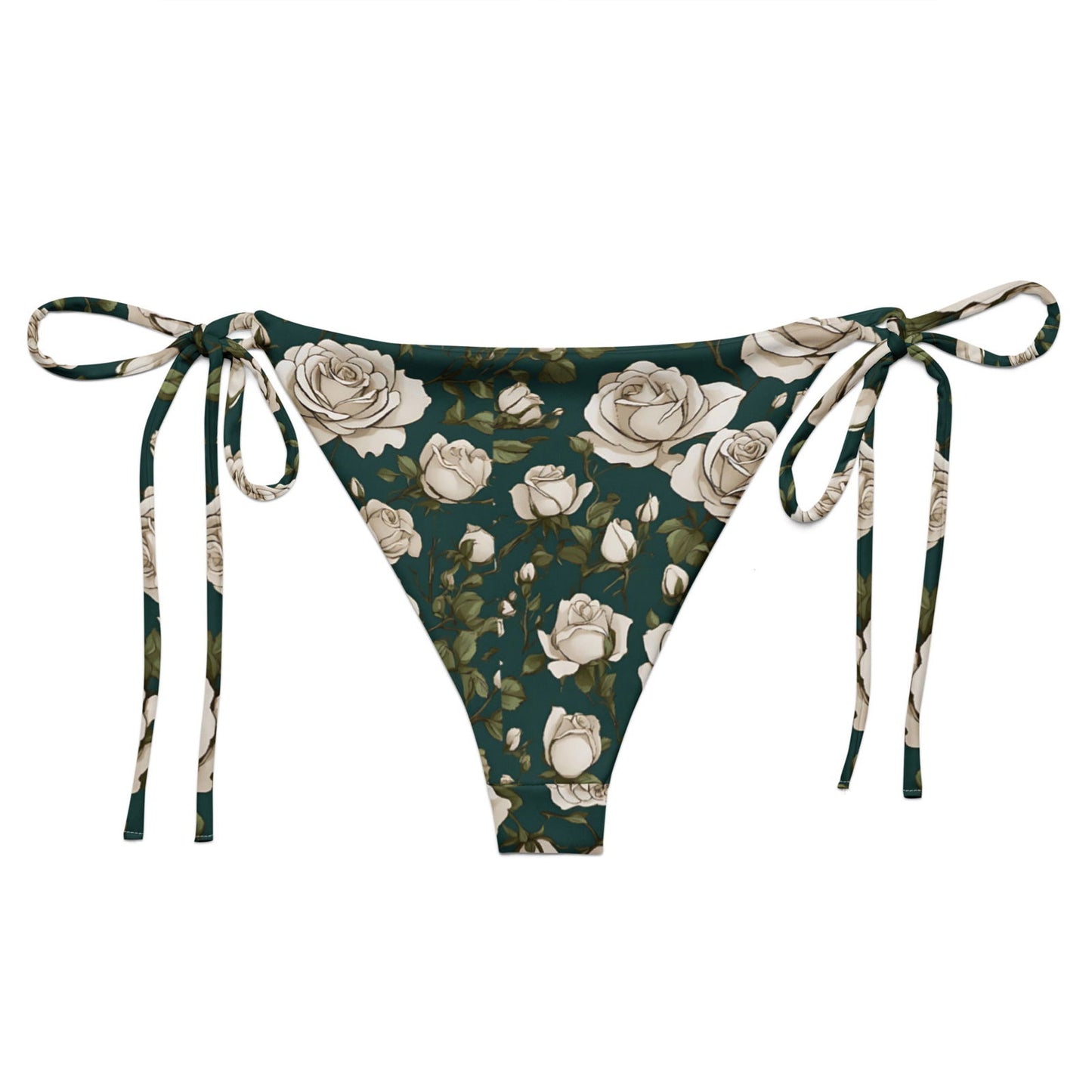 'White Roses' Recycled string bikini bottom Swimwear