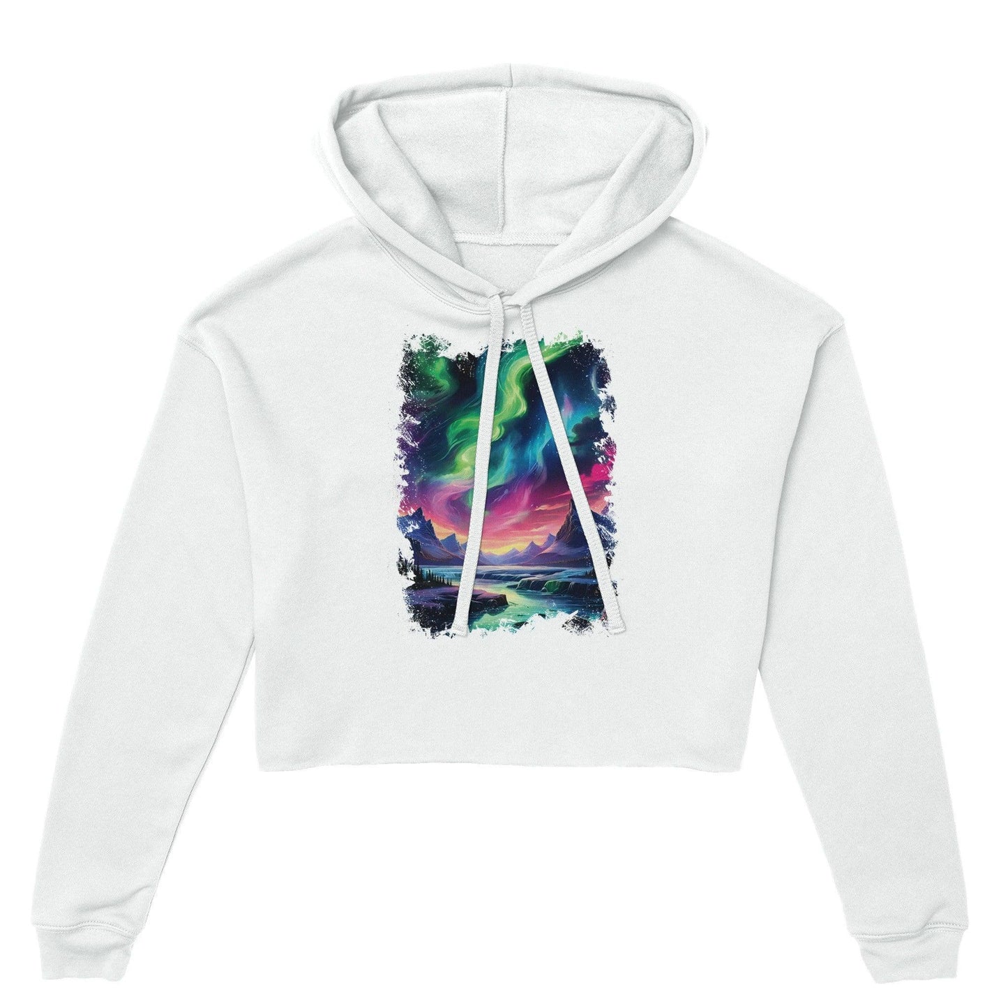 "Aurora's Embrace" Womens Cropped Hoodie Hoodies