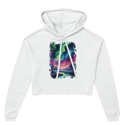"Aurora's Embrace" Womens Cropped Hoodie Hoodies