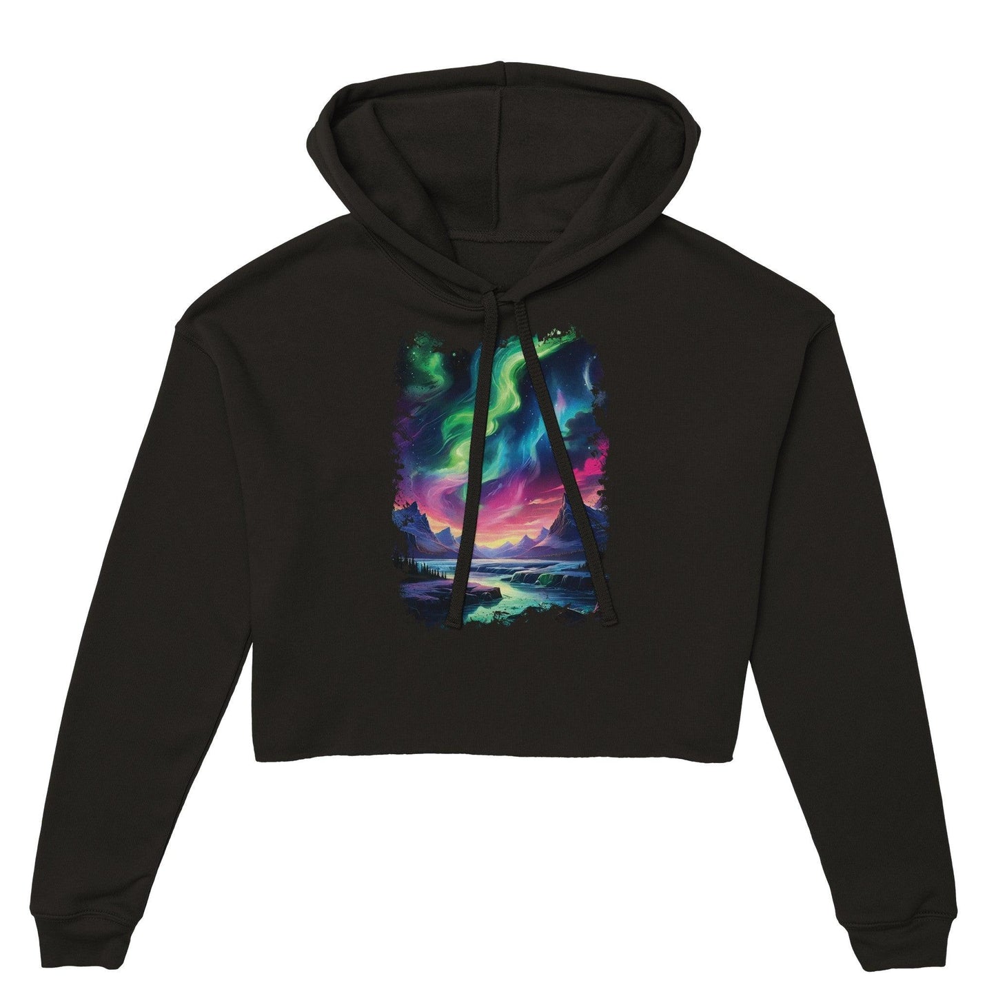 "Aurora's Embrace" Womens Cropped Hoodie Hoodies
