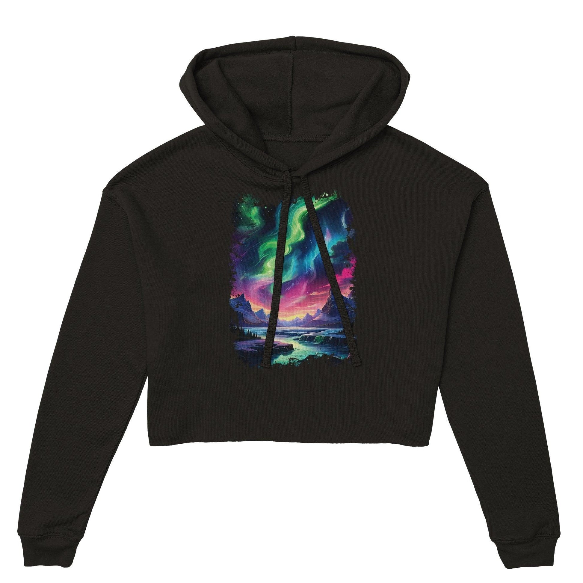 "Aurora's Embrace" Womens Cropped Hoodie Hoodies