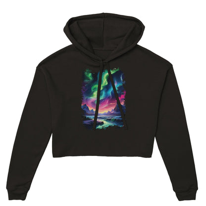 "Aurora's Embrace" Womens Cropped Hoodie Hoodies