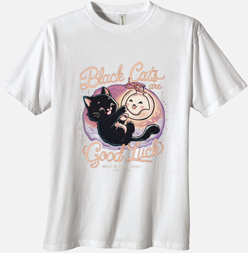 'Black Cats are Good Luck' Organic Unisex Crewneck T-shirt T-Shirts