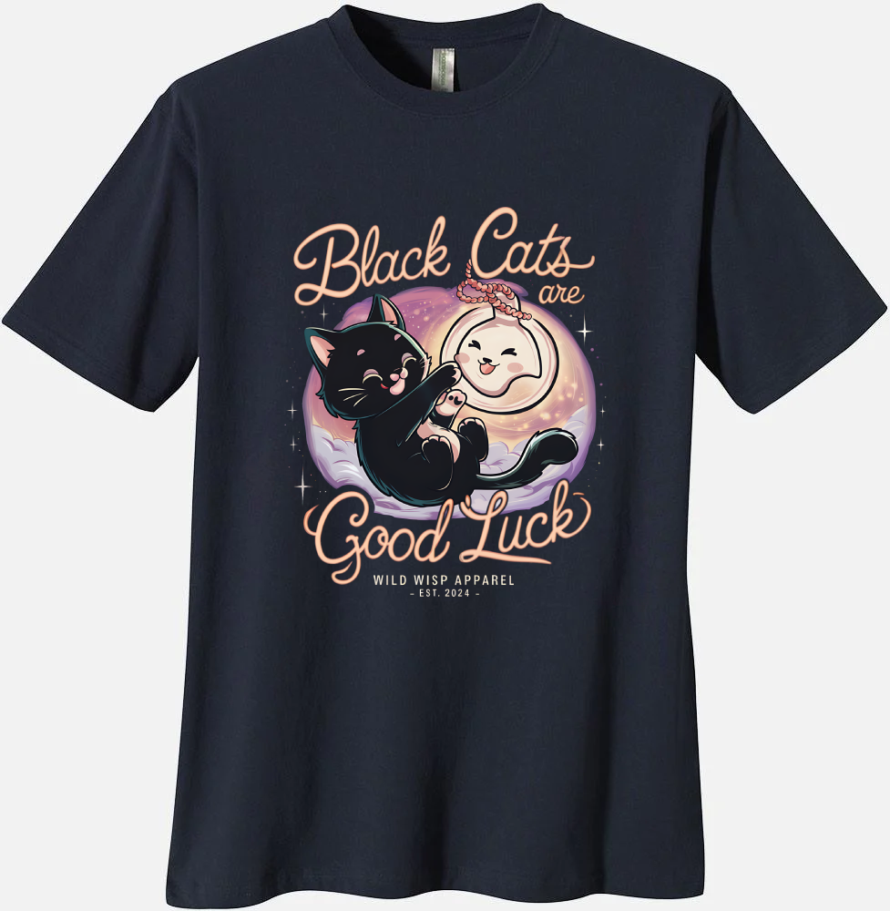 'Black Cats are Good Luck' Organic Unisex Crewneck T-shirt T-Shirts