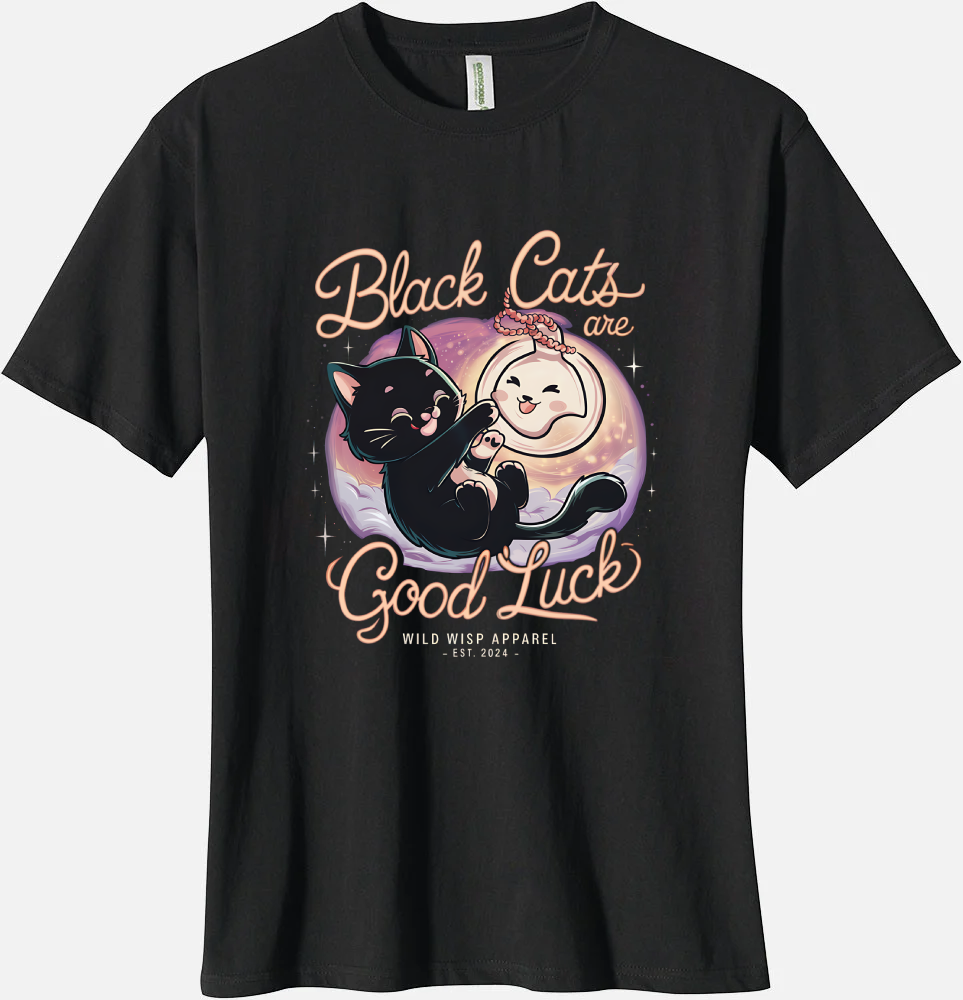 'Black Cats are Good Luck' Organic Unisex Crewneck T-shirt T-Shirts