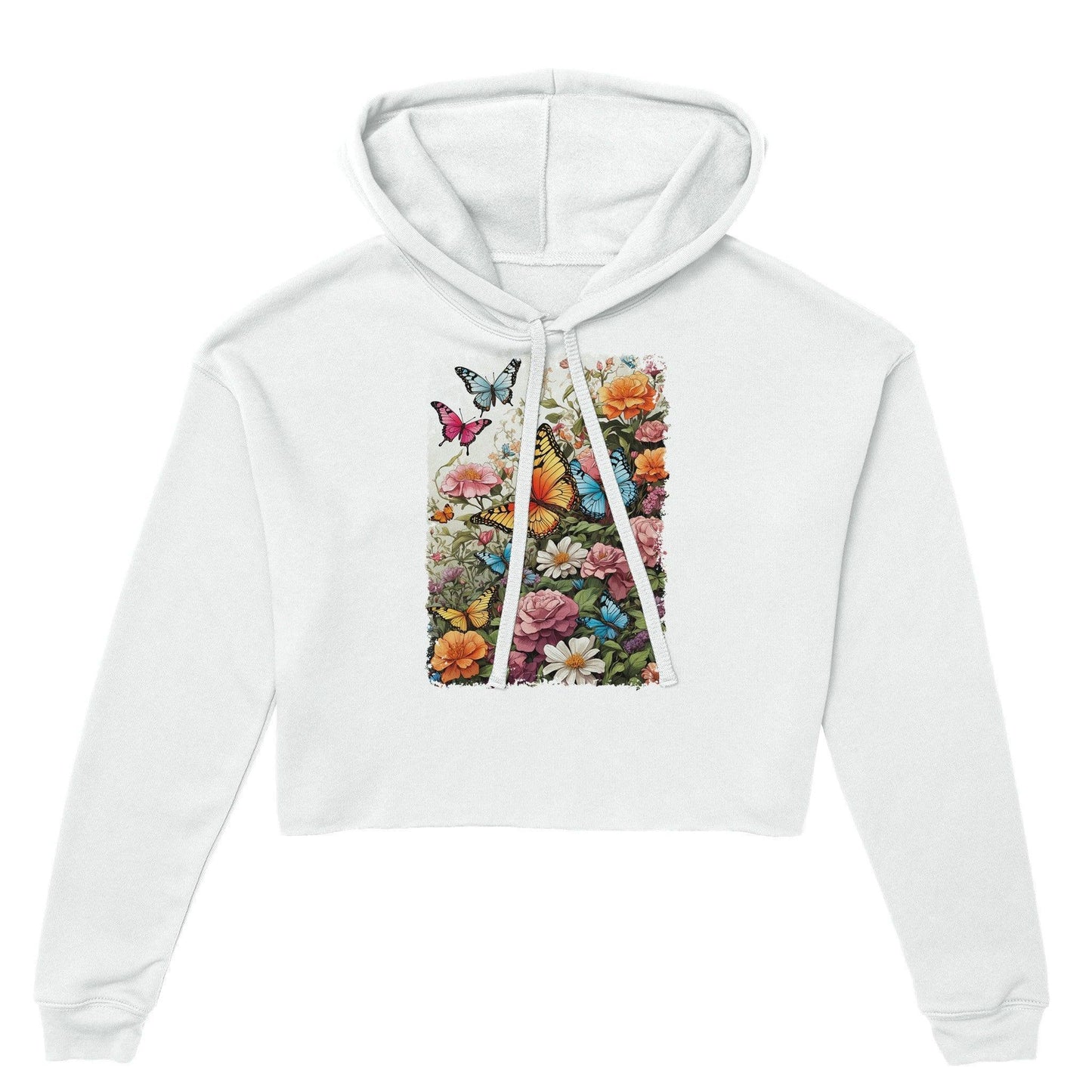 "Butterfly Blossom" Womens Cropped Hoodie Hoodies