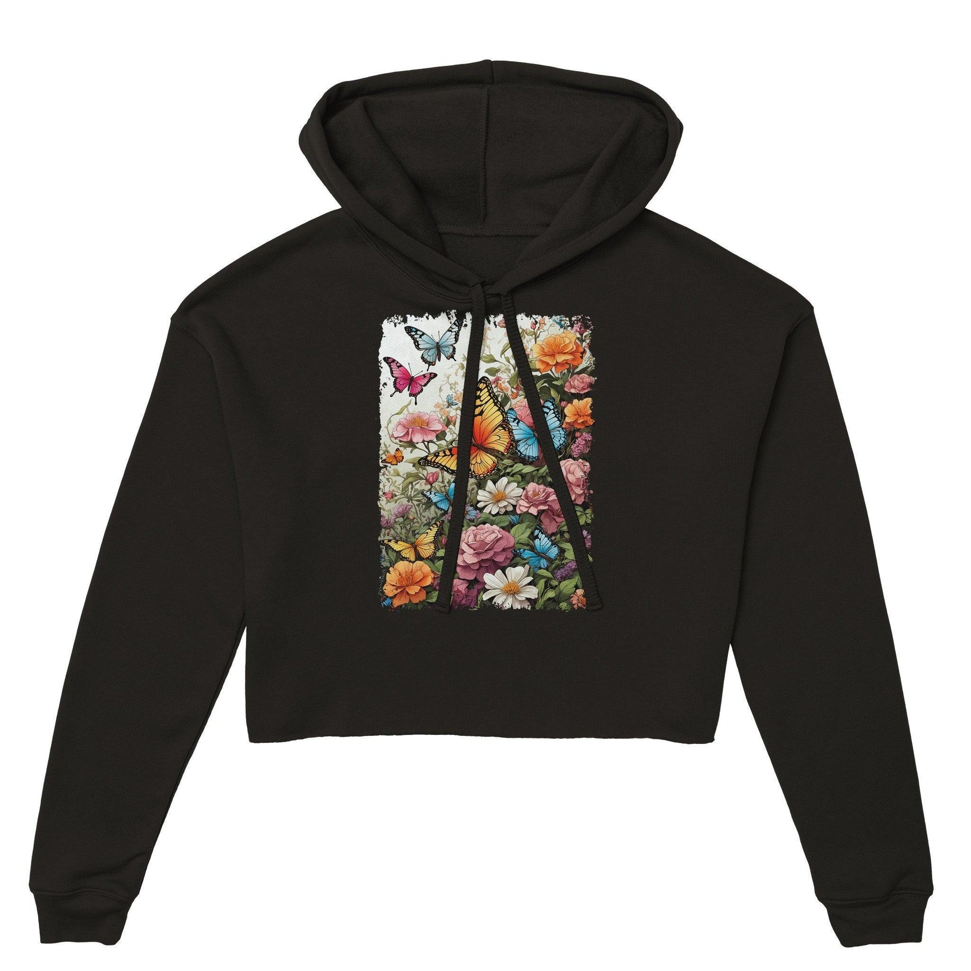 "Butterfly Blossom" Womens Cropped Hoodie Hoodies