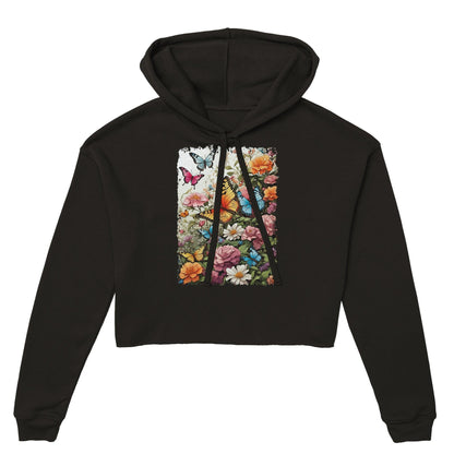 "Butterfly Blossom" Womens Cropped Hoodie Hoodies