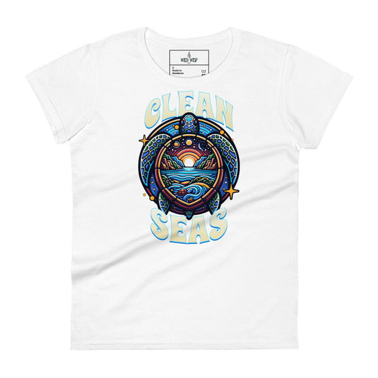 'Clean Seas Sea Turtle' Women's short sleeve t-shirt T-Shirts