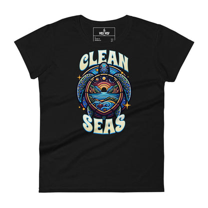 'Clean Seas Sea Turtle' Women's short sleeve t-shirt T-Shirts
