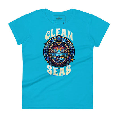 'Clean Seas Sea Turtle' Women's short sleeve t-shirt T-Shirts