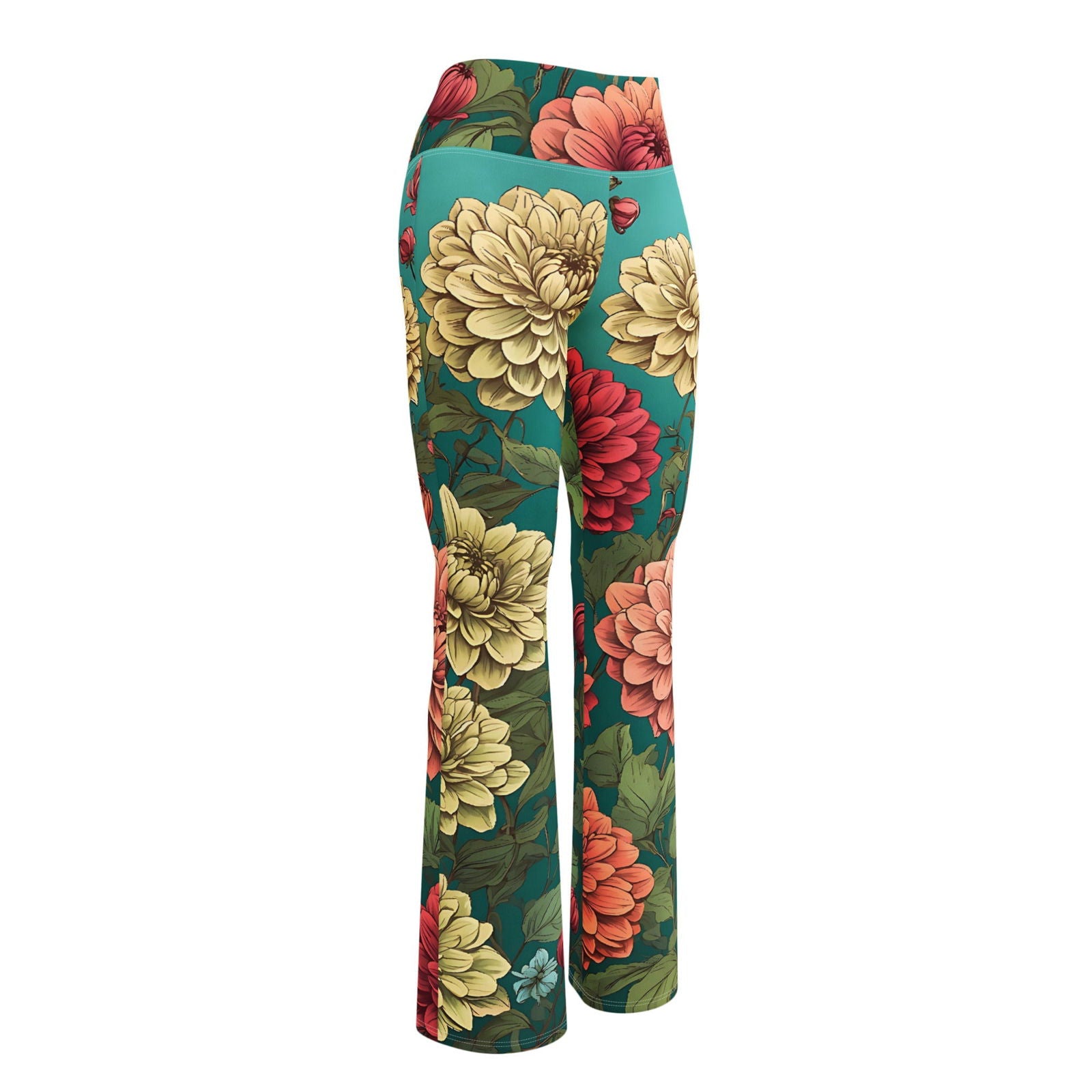 'Dahlia Delight' Flare leggings with pockets Leggings