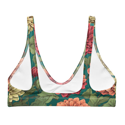 'Dahlia Flowers' Recycled padded bikini top - Wild Wisp Apparel
