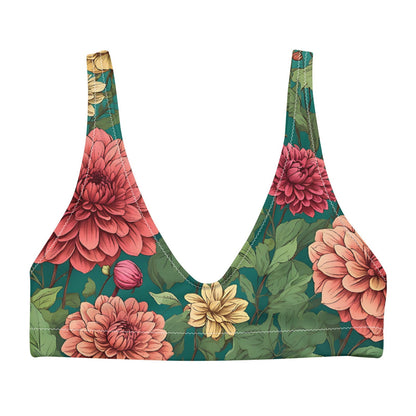 'Dahlia Flowers' Recycled padded bikini top Swimwear