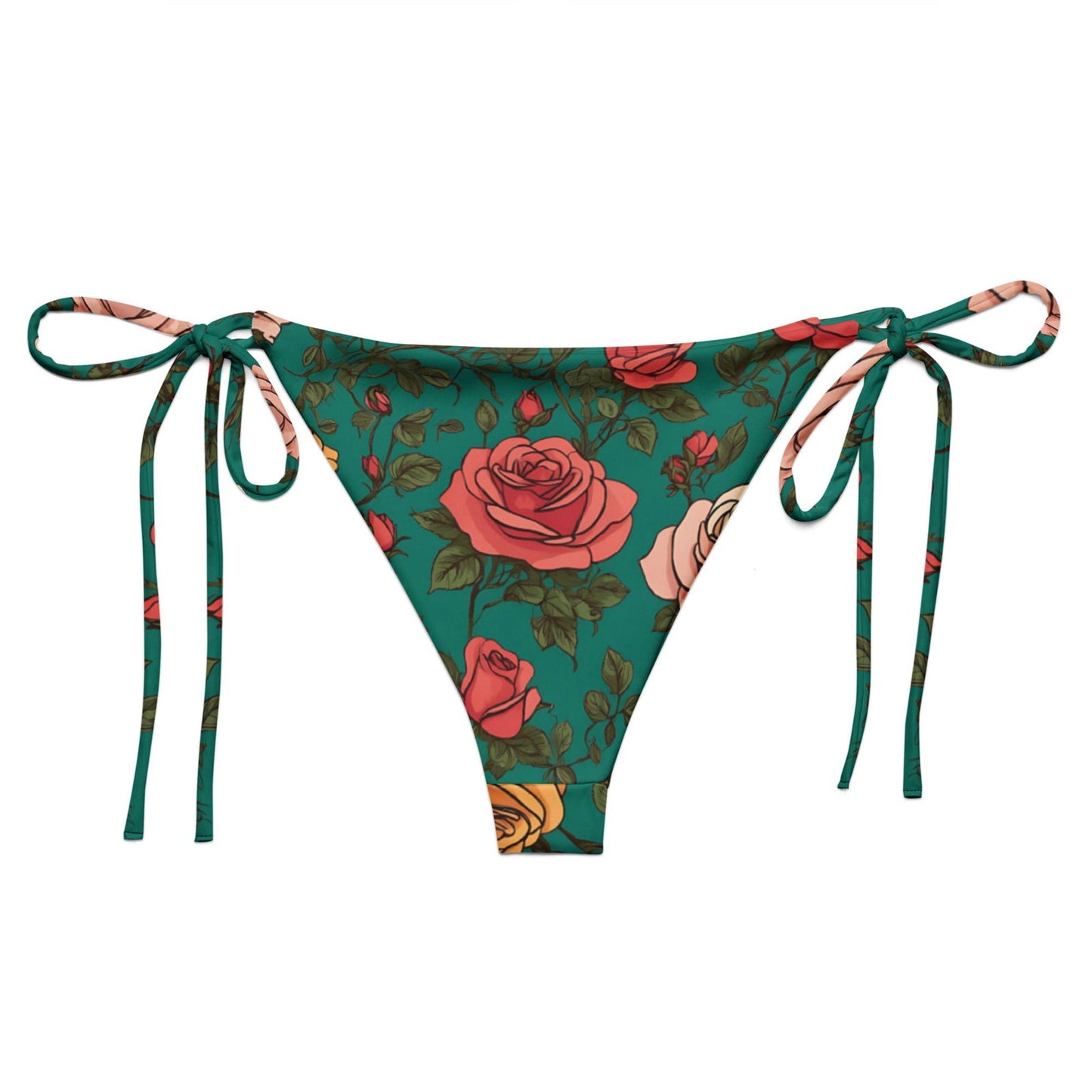 'Pink Roses' Recycled string bikini bottom Swimwear