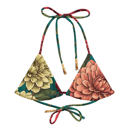 'Dahlia Flowers' Recycled string bikini top Swimwear