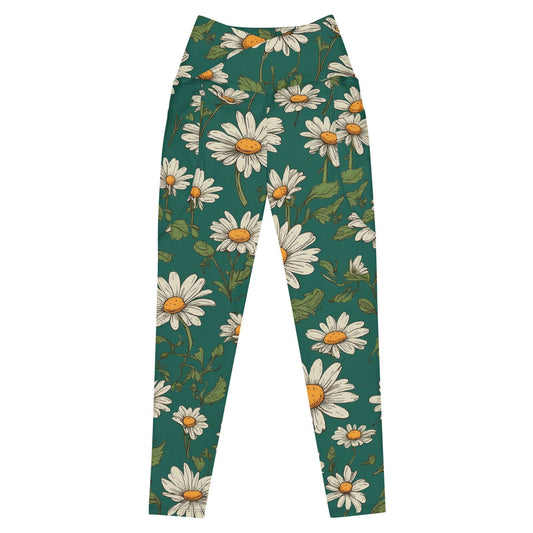 'Daisy Flowers' Crossover leggings with pockets Leggings