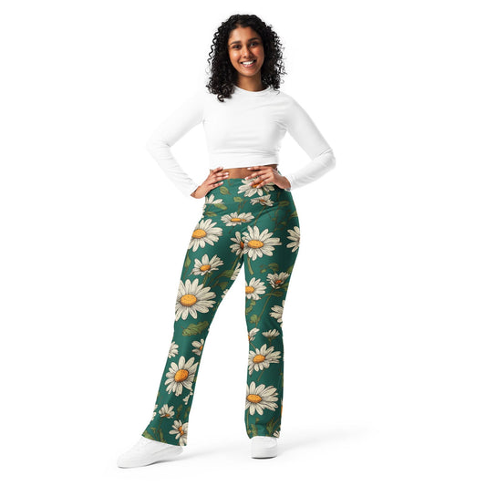 'Daisy Flowers' Flare leggings with pockets Leggings