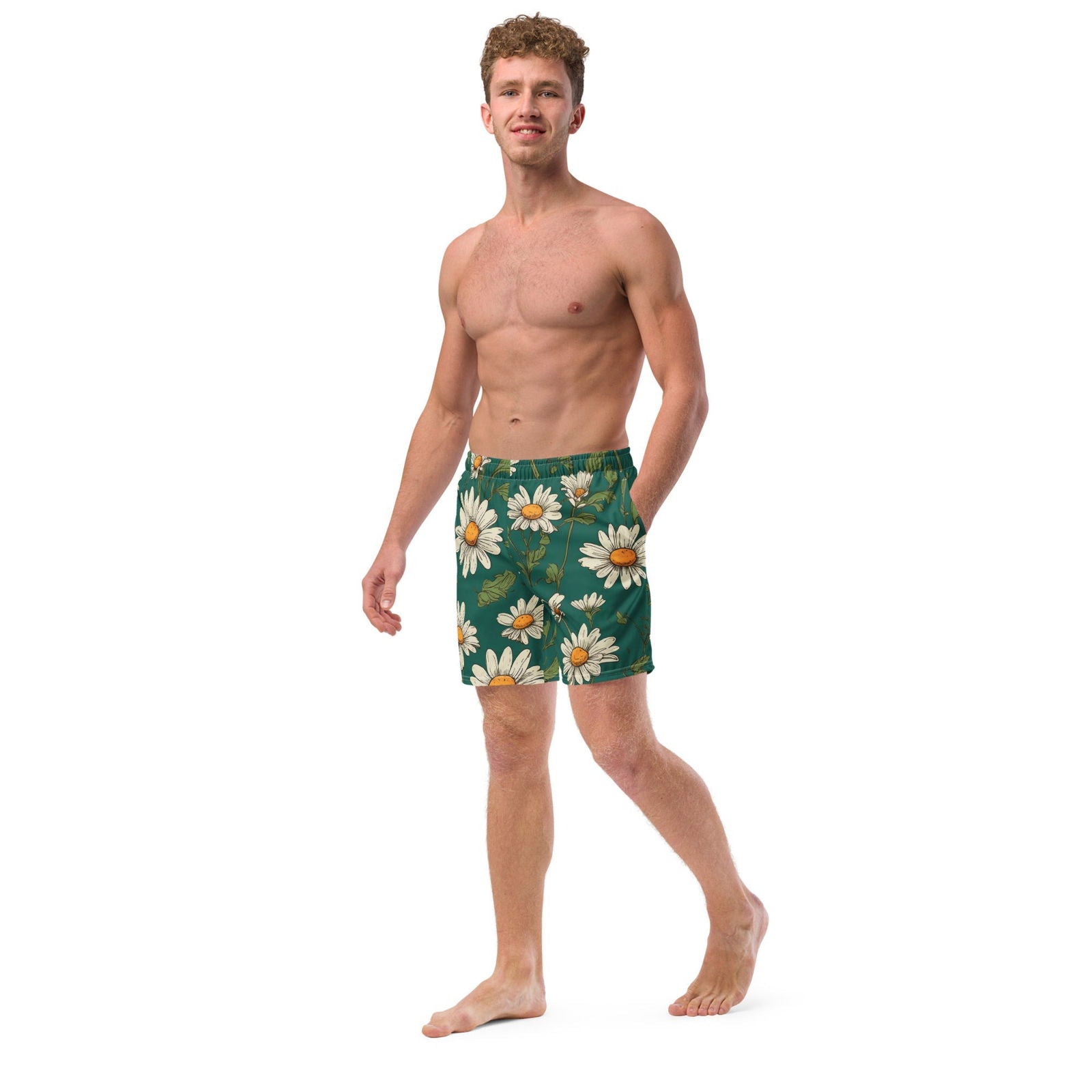 'Daisy Flowers' Men's recycled swim trunks Swimwear