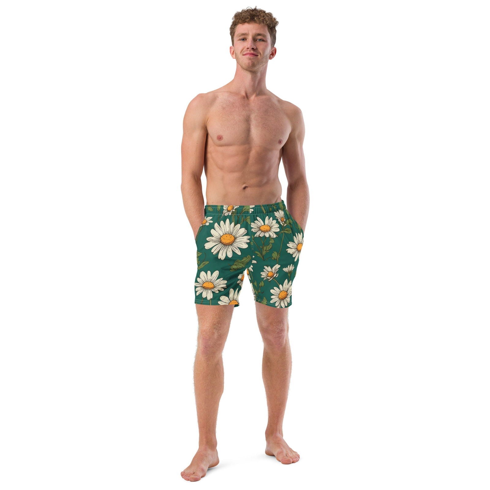 'Daisy Flowers' Men's recycled swim trunks Swimwear