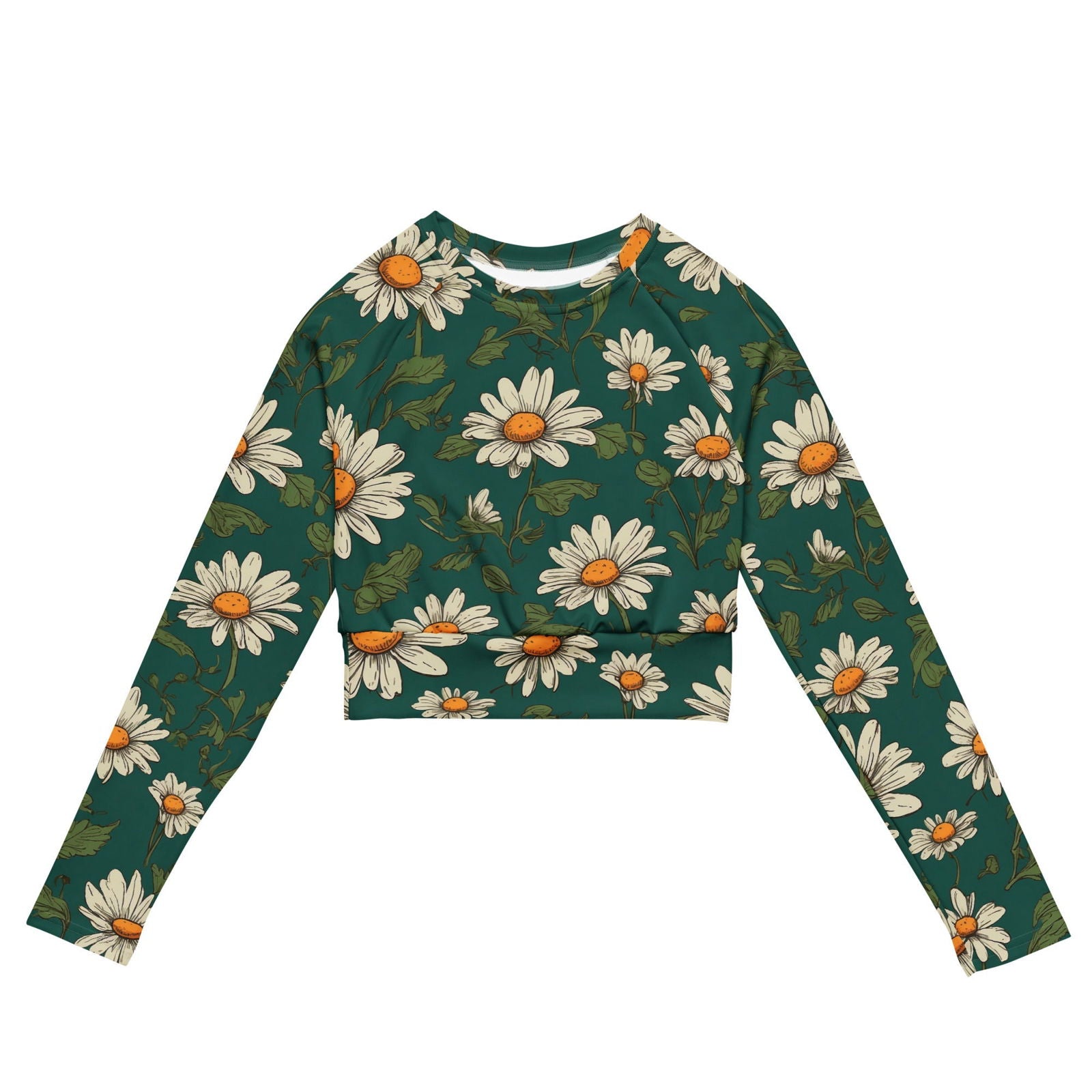 'Daisy Flowers' Recycled long-sleeve crop top Crop Tops