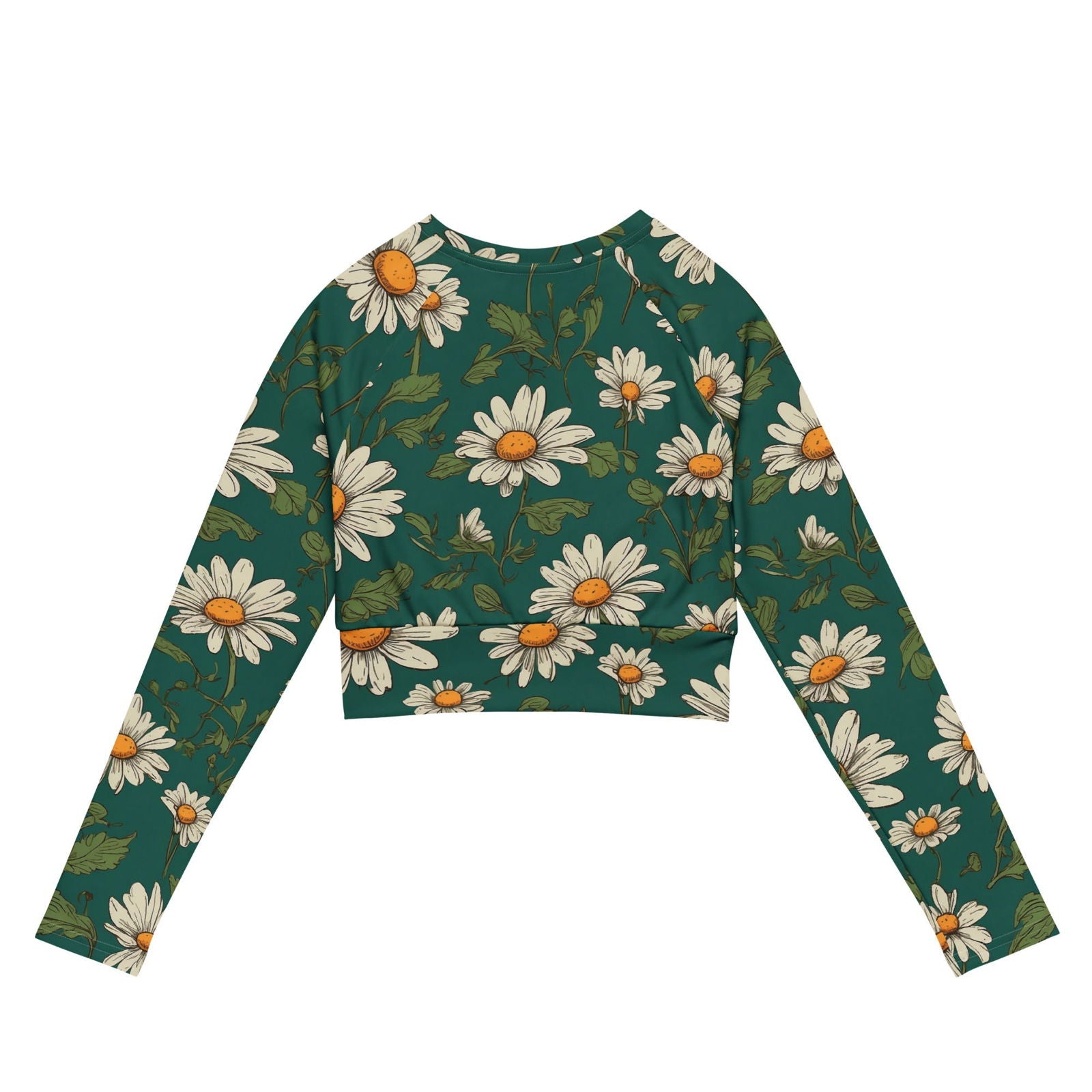 'Daisy Flowers' Recycled long-sleeve crop top Crop Tops