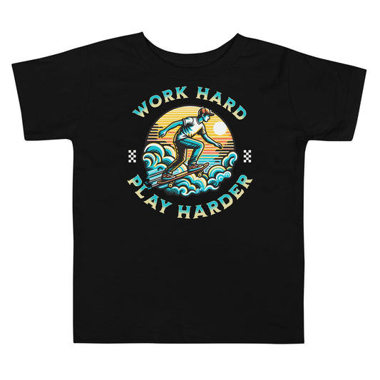 'Work Hard Play Harder' Toddler Short Sleeve Tee T-Shirts
