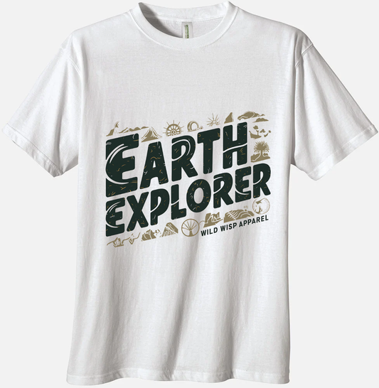 'Earth Explorer' Organic Unisex Crewneck T-shirt - Wild Wisp Apparel