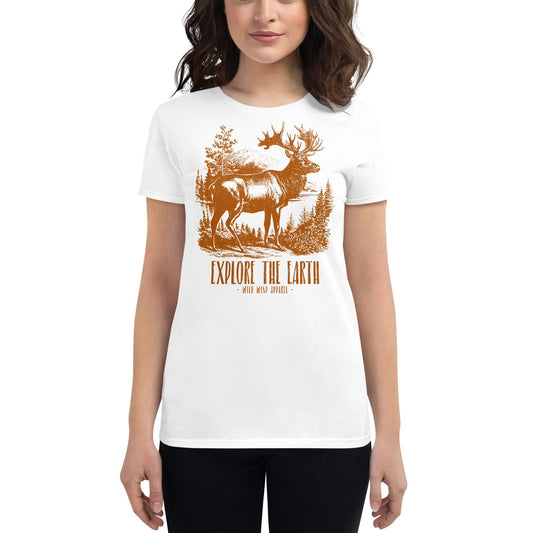 'Explore the Earth Elk' Women's short sleeve t-shirt T-Shirts