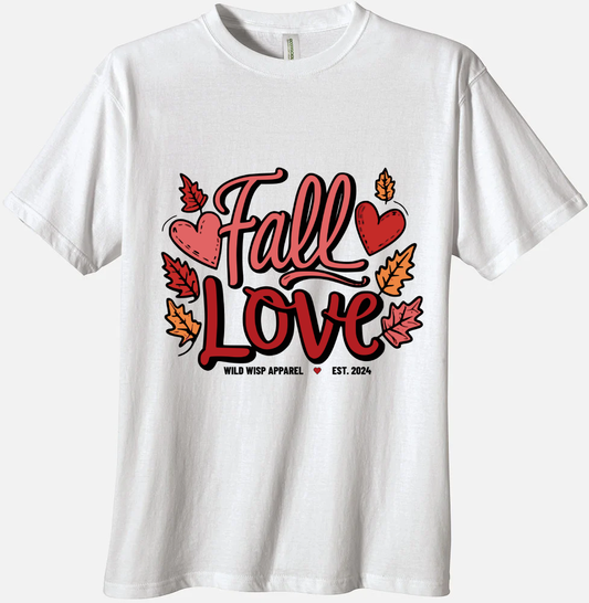 'Fall Love' Organic Unisex Crewneck T-shirt T-Shirts