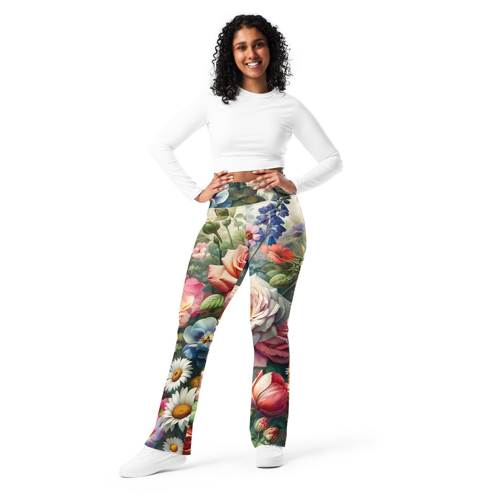 'Garden Flowers' Flare leggings with pockets Leggings