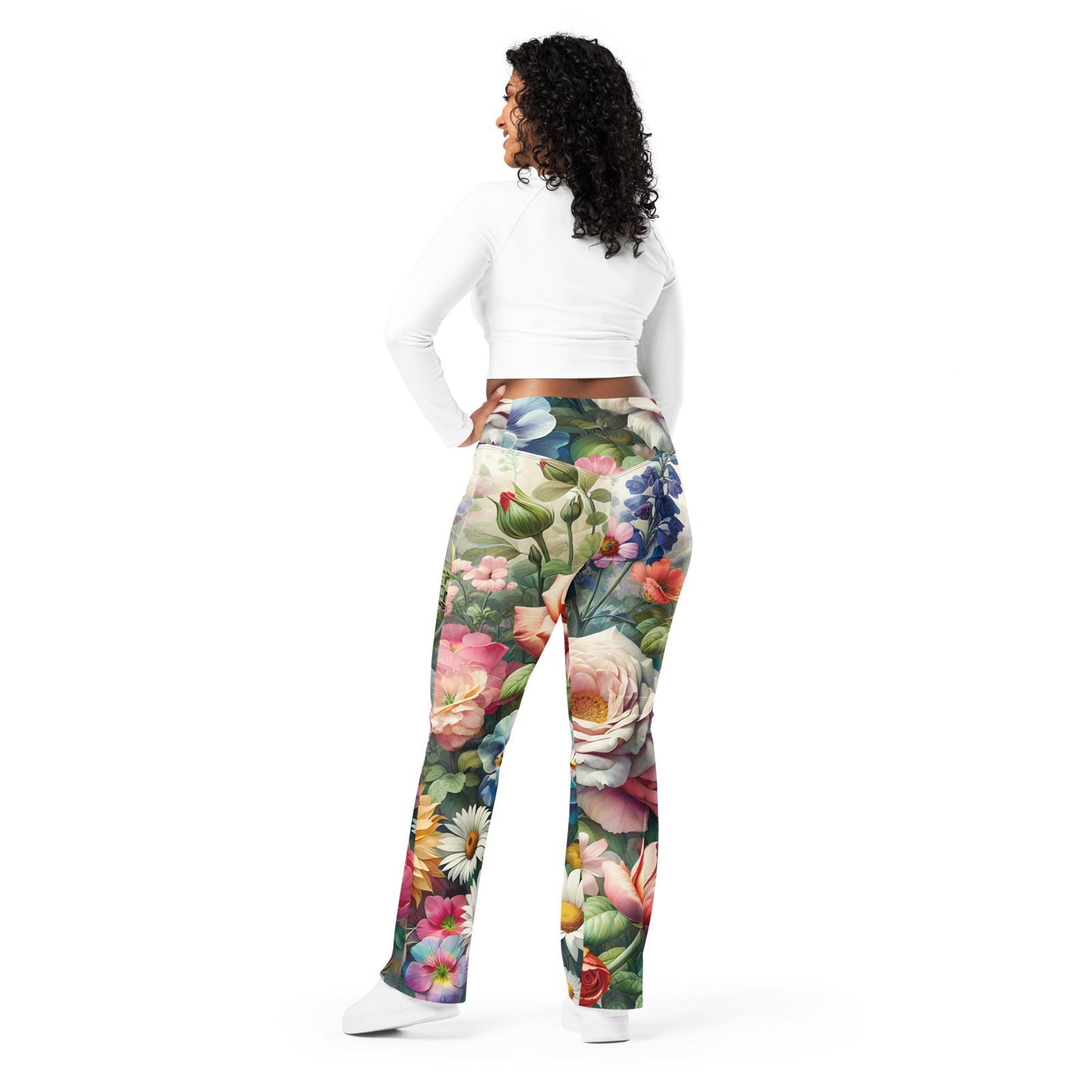 'Garden Flowers' Flare leggings with pockets Leggings