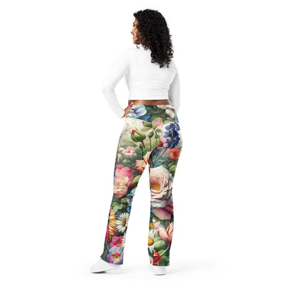 'Garden Flowers' Flare leggings with pockets Leggings