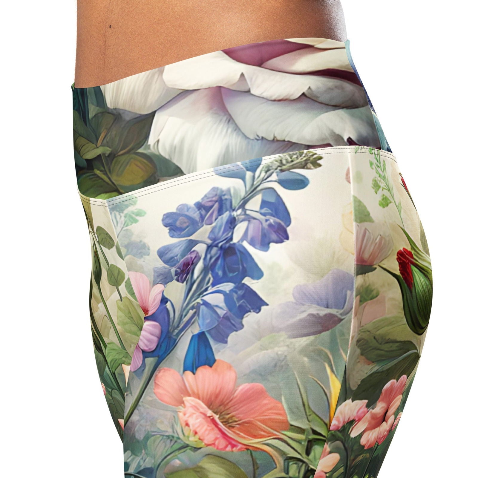 'Garden Flowers' Flare leggings with pockets Leggings