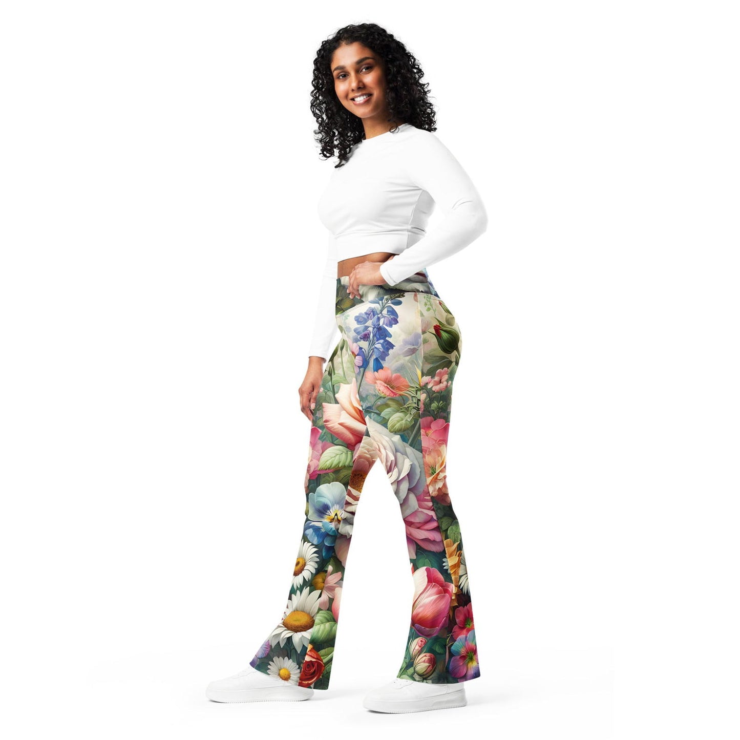 'Garden Flowers' Flare leggings with pockets Leggings